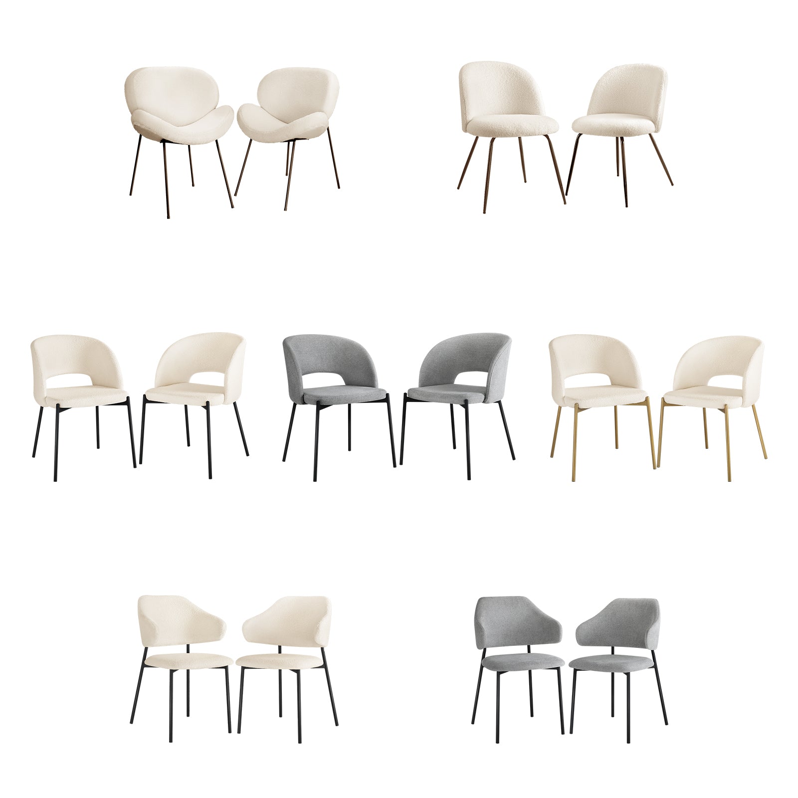 Oikiture 2x Dining Chair Accent Chairs Tub Armchairs Sherpa 4 Style - Sunyee