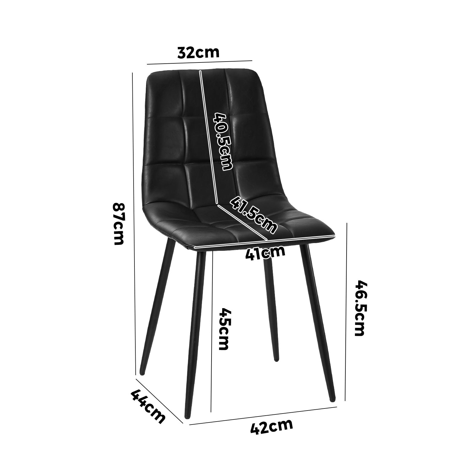 Oikiture 4x Padded Dining Chairs Kitchen PU Leather Seat Retro Black - Sunyee