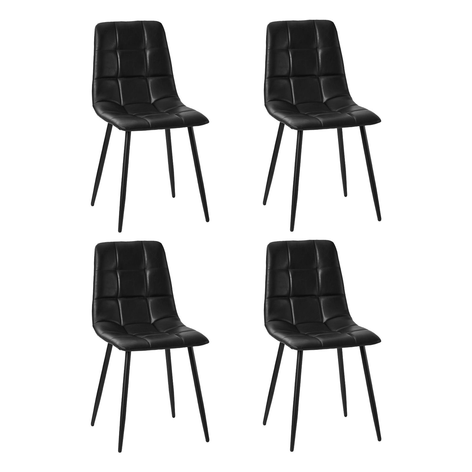 Oikiture 4x Padded Dining Chairs Kitchen PU Leather Seat Retro Black - Sunyee