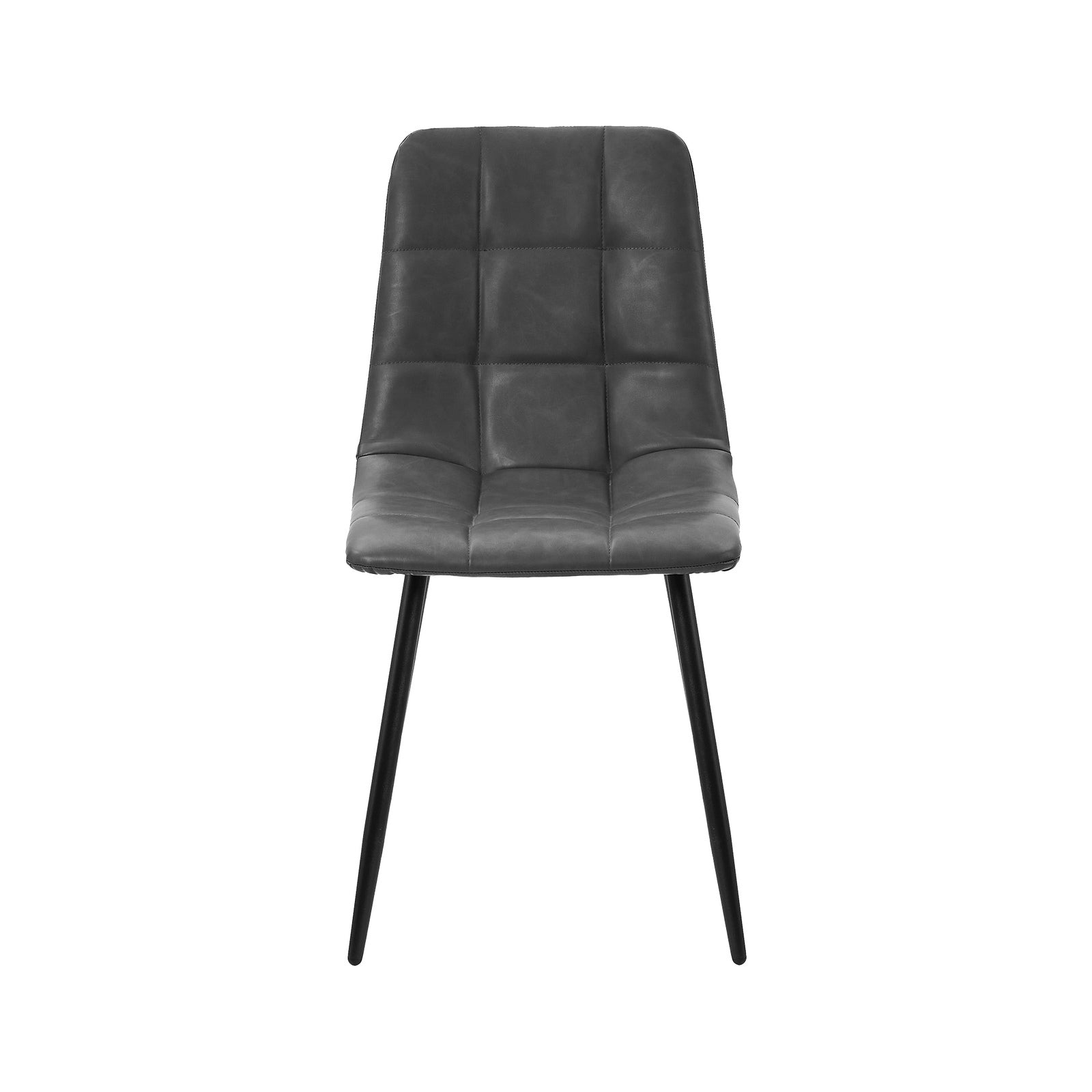 Oikiture 4x Padded Dining Chairs Kitchen PU Leather Seat Retro Grey - Sunyee