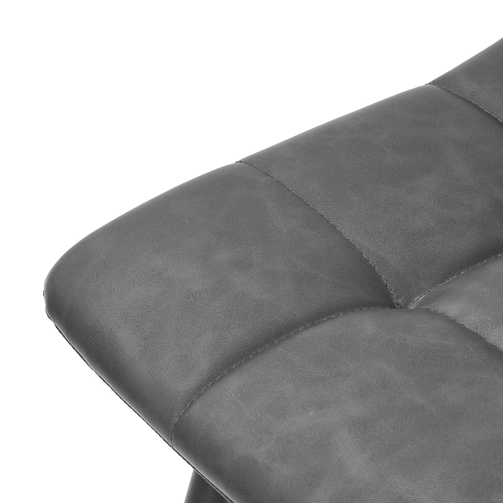 Oikiture 4x Padded Dining Chairs Kitchen PU Leather Seat Retro Grey - Sunyee