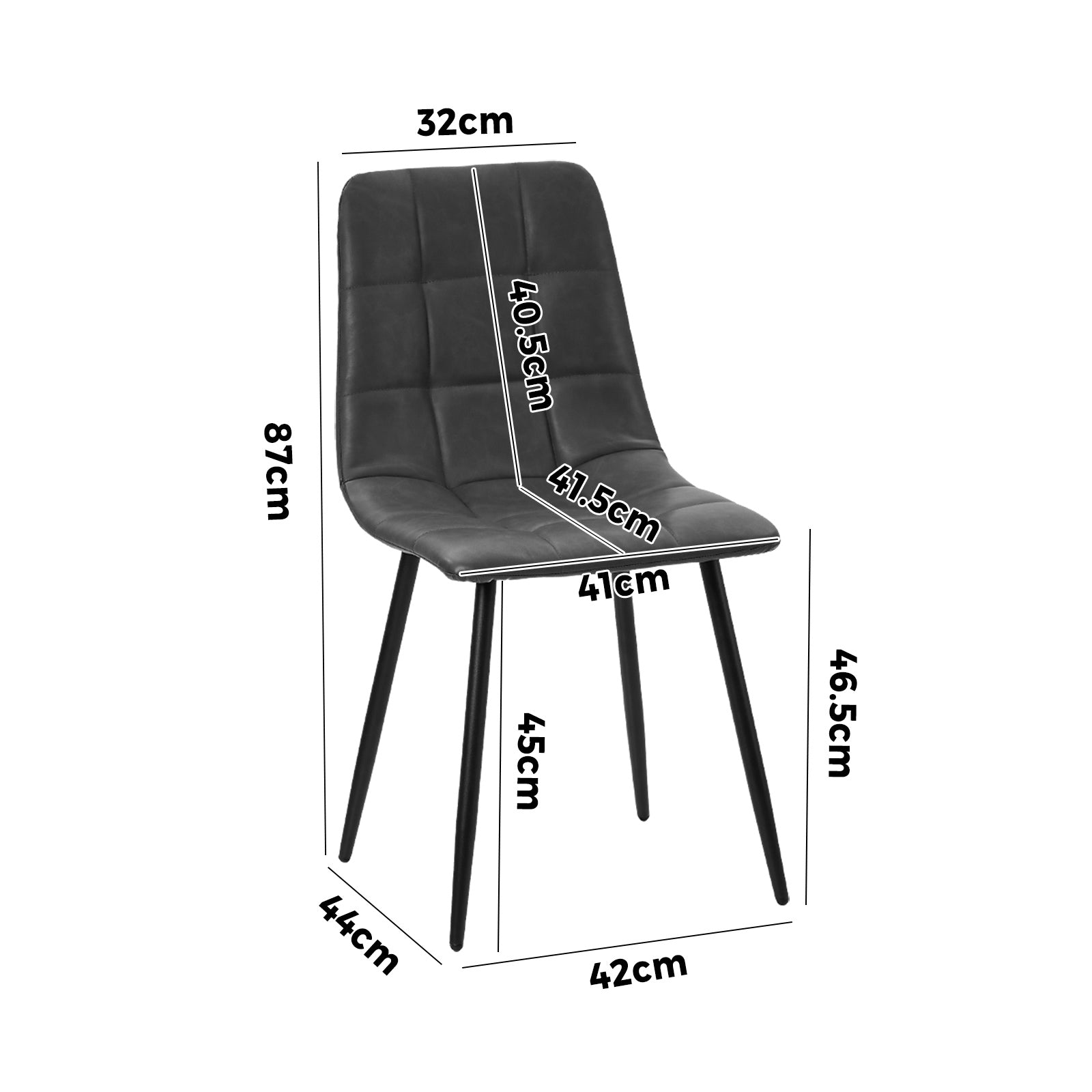 Oikiture 4x Padded Dining Chairs Kitchen PU Leather Seat Retro Grey - Sunyee