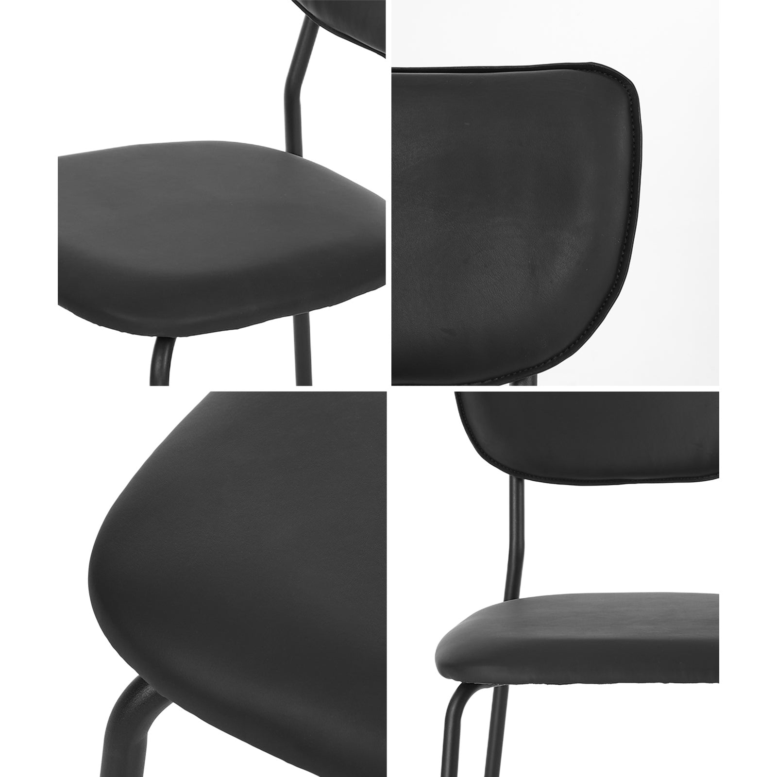 Oikiture Set of 4 Dining Chairs PU Leather Padded Seat Black - Sunyee