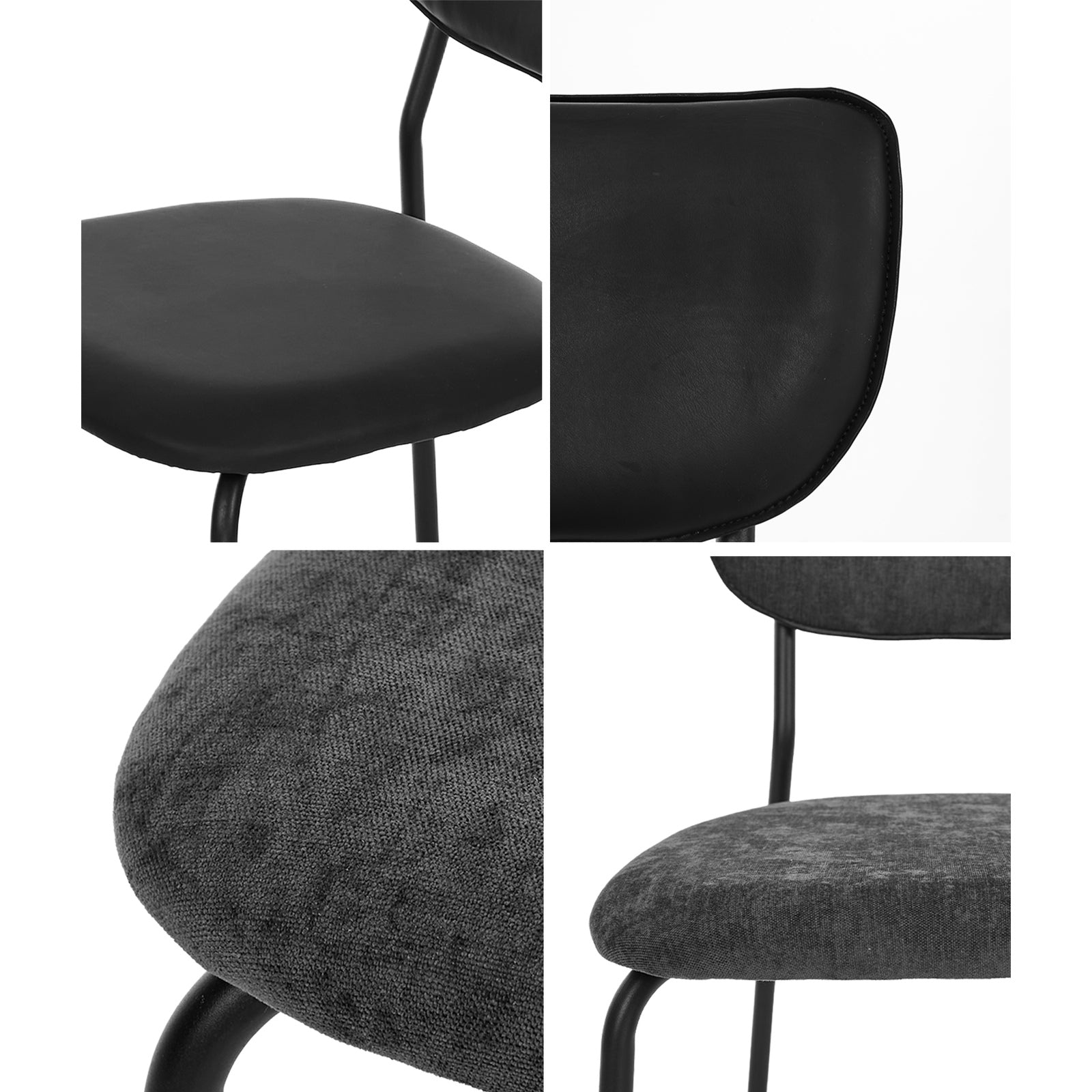 Oikiture Set of 4 Dining Chairs Faux Leather/Linen Padded Seat - Sunyee