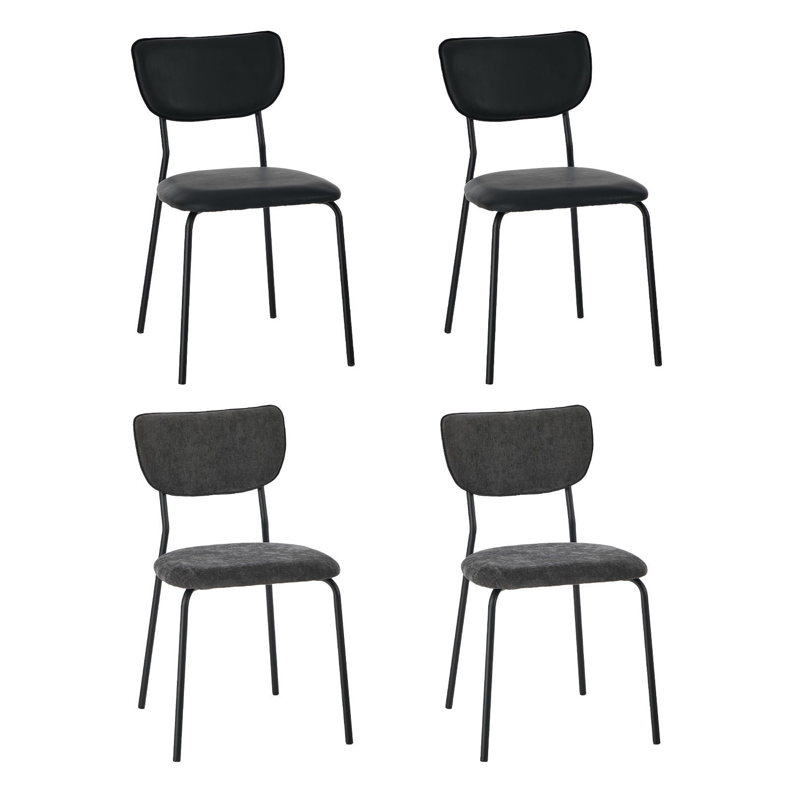 Oikiture Set of 4 Dining Chairs Faux Leather/Linen Padded Seat - Sunyee