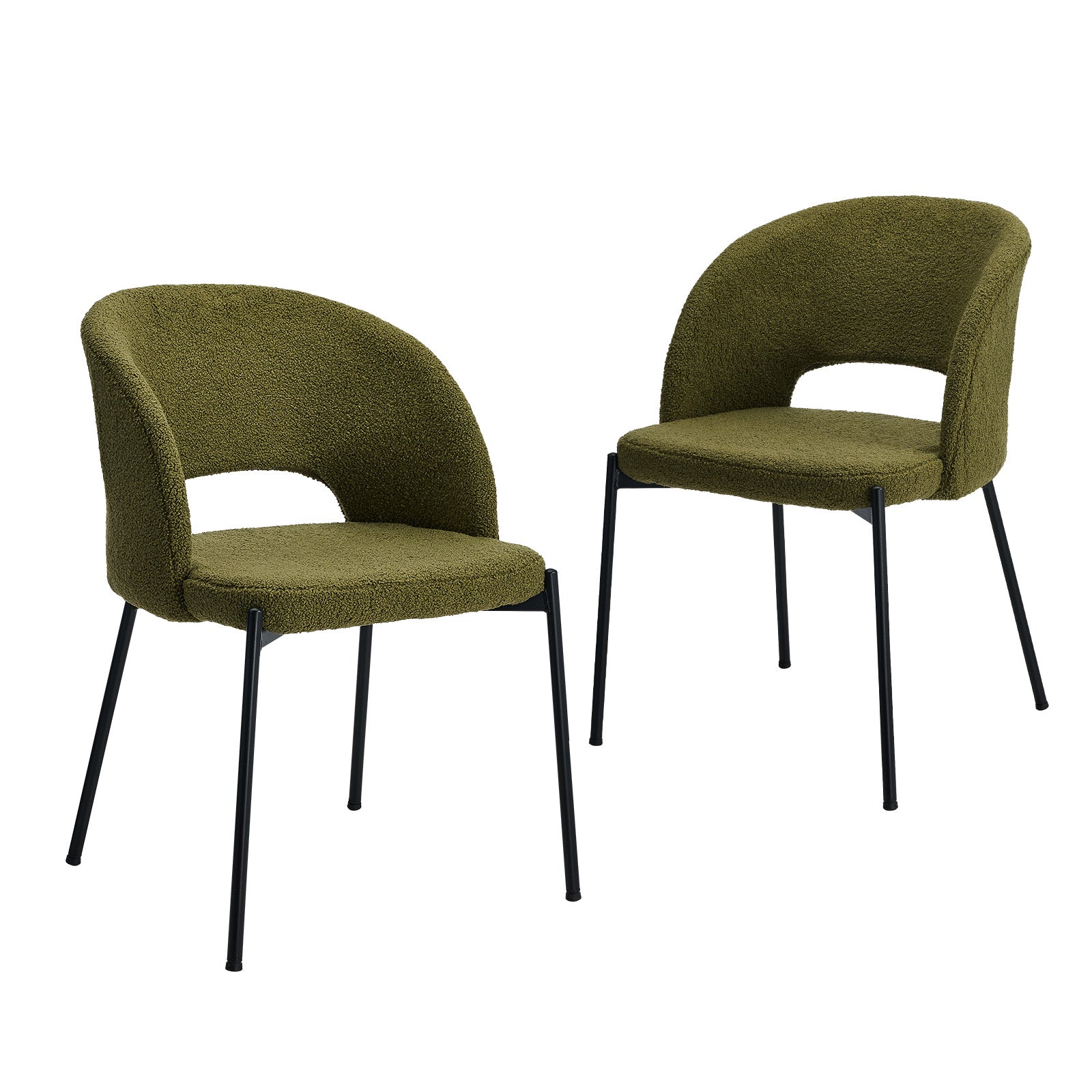 Oikiture 2x Armchair Dining Chair Accent Chairs Tub Armchairs Sherpa Green&Black - Sunyee