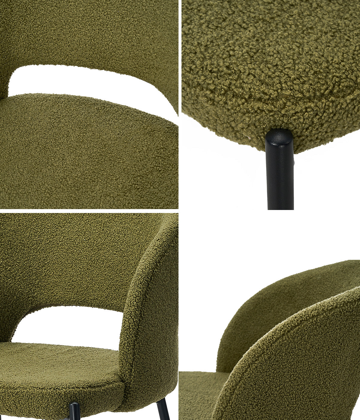 Oikiture 6x Armchair Dining Chair Accent Chairs Tub Armchairs Sherpa Green&Black - Sunyee