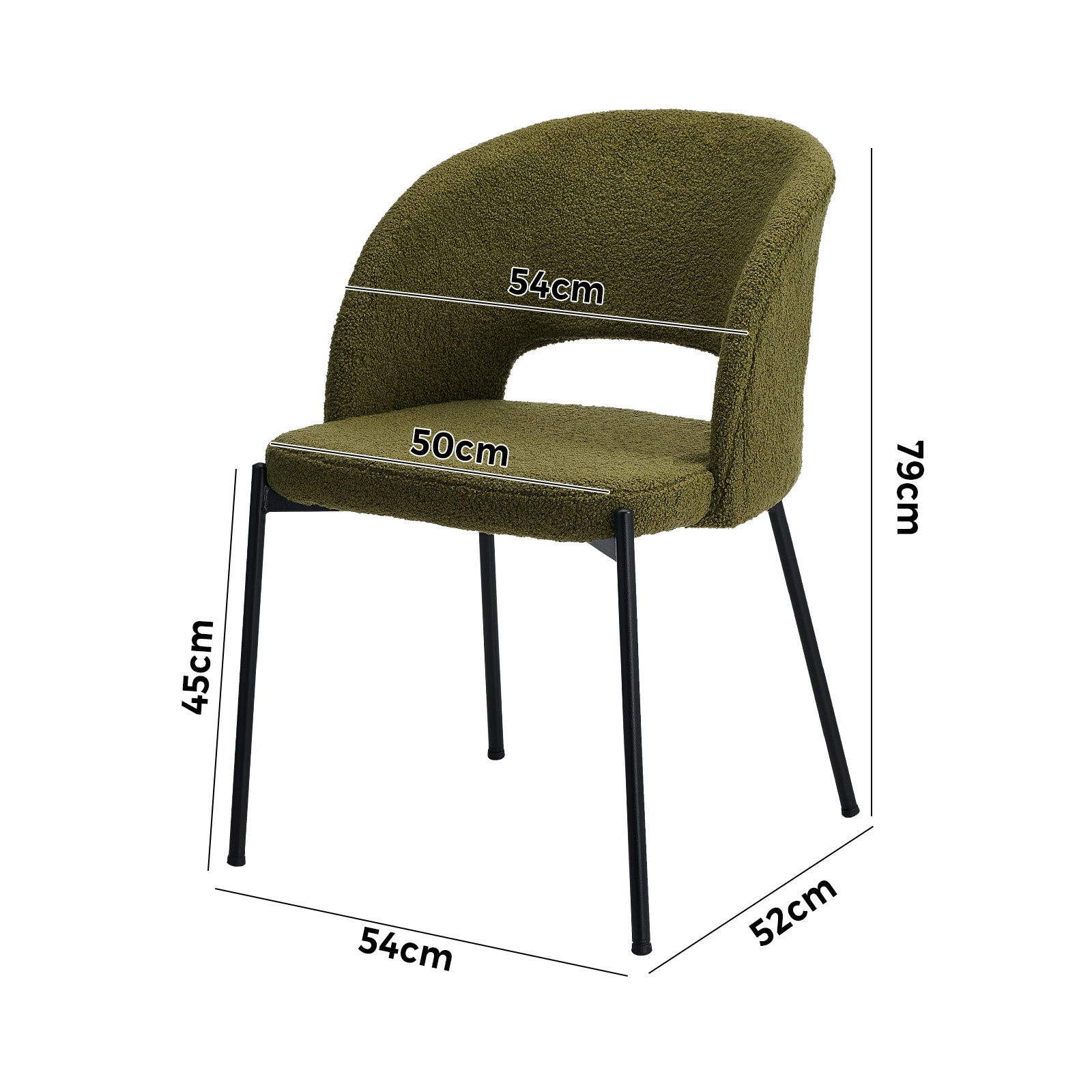 Oikiture 8x Armchair Dining Chair Accent Chairs Tub Armchairs Sherpa Green&Black - Sunyee