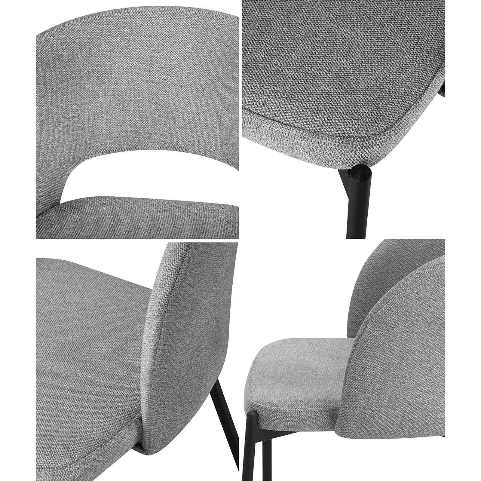 Oikiture 2x Armchair Dining Chair Accent Chairs Tub Armchairs Fabric Grey&Black - Sunyee