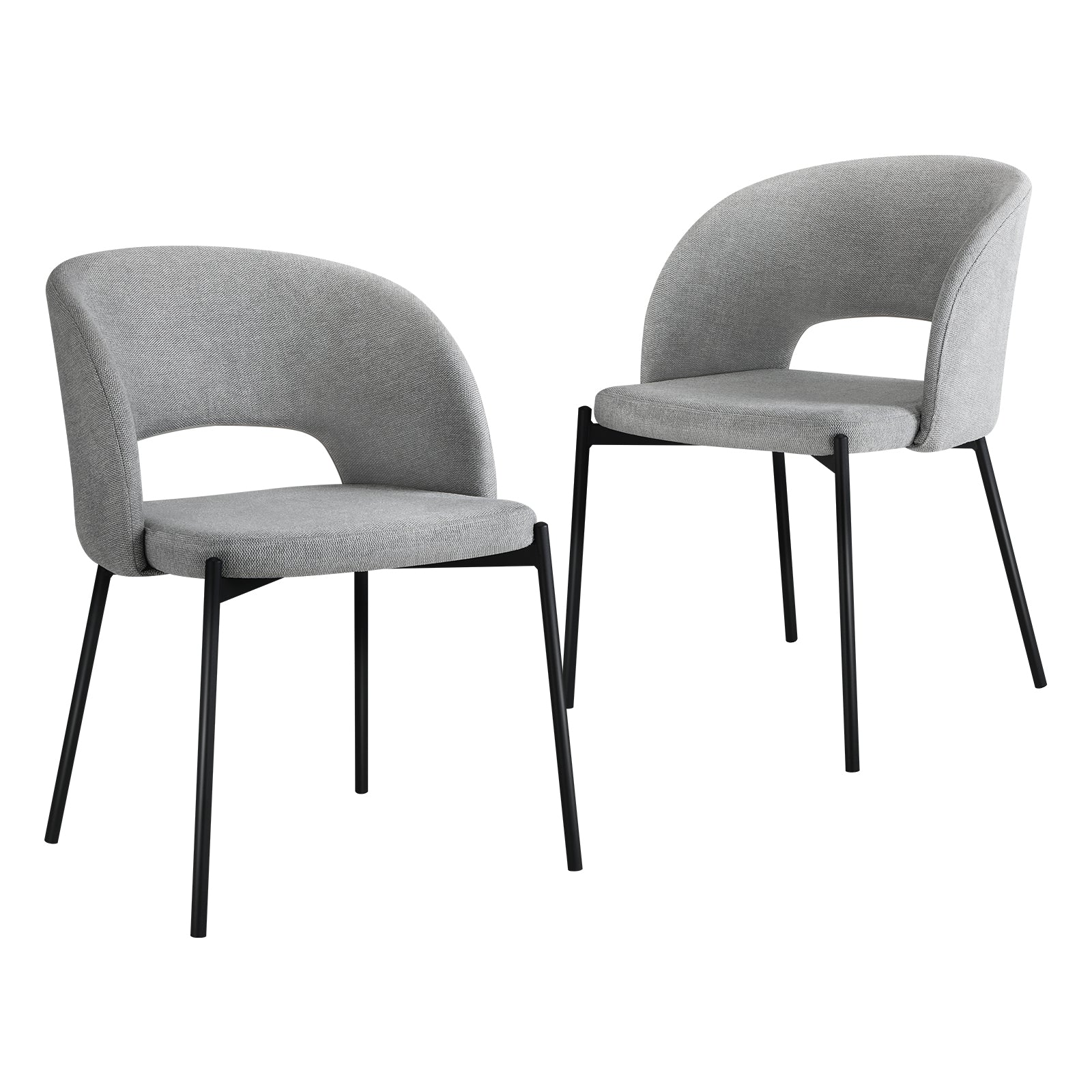 Oikiture 2x Armchair Dining Chair Accent Chairs Tub Armchairs Fabric Grey&Black - Sunyee