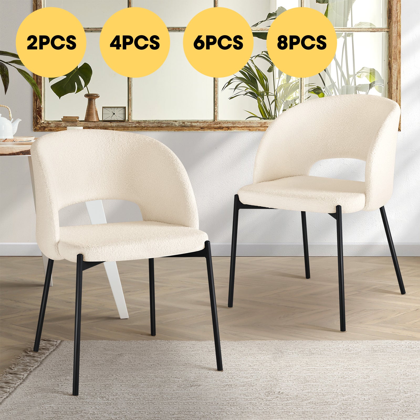 Oikiture Armchair Dining Chair Accent Chairs Tub Armchairs Sherpa White&Black - Sunyee