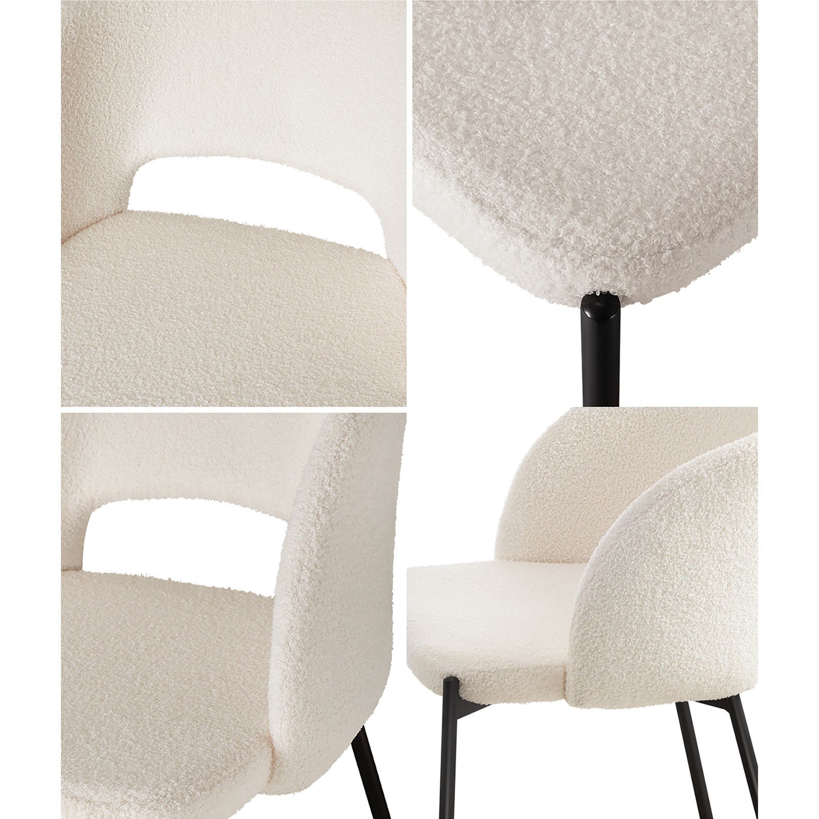 Oikiture Armchair Dining Chair Accent Chairs Tub Armchairs Sherpa White&Black - Sunyee
