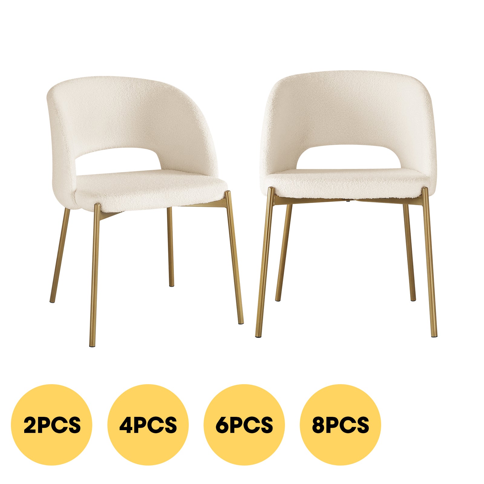 Oikiture Armchair Dining Chair Accent Chairs Tub Armchairs Sherpa White&Gold - Sunyee