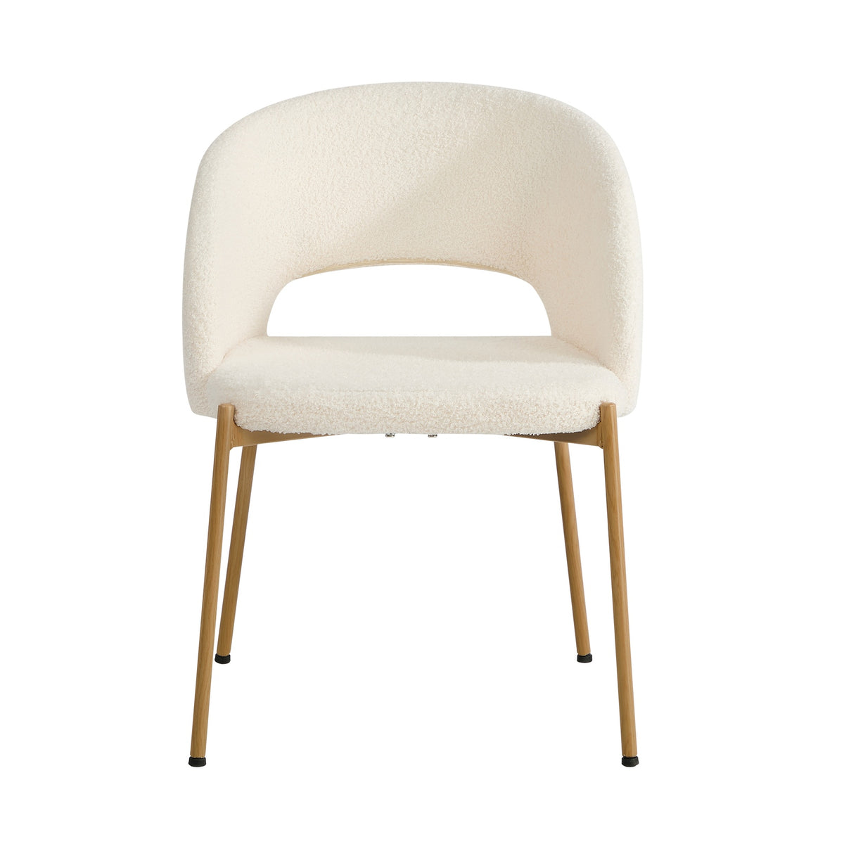 Oikiture 2x Dining Chair Accent Chairs Tub Armchair Sherpa White&Natural