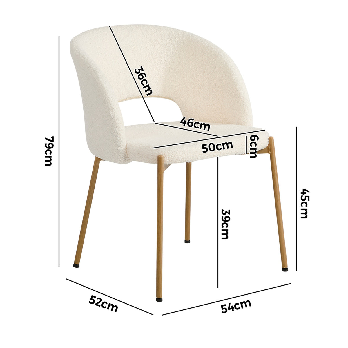 Oikiture 2x Dining Chair Accent Chairs Tub Armchair Sherpa White&Natural