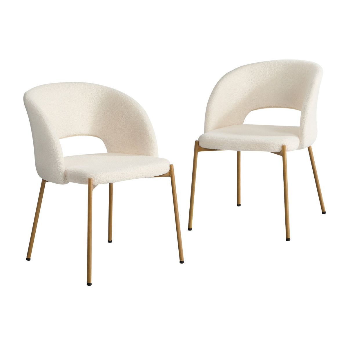 Oikiture 2x Dining Chair Accent Chairs Tub Armchair Sherpa White&Natural
