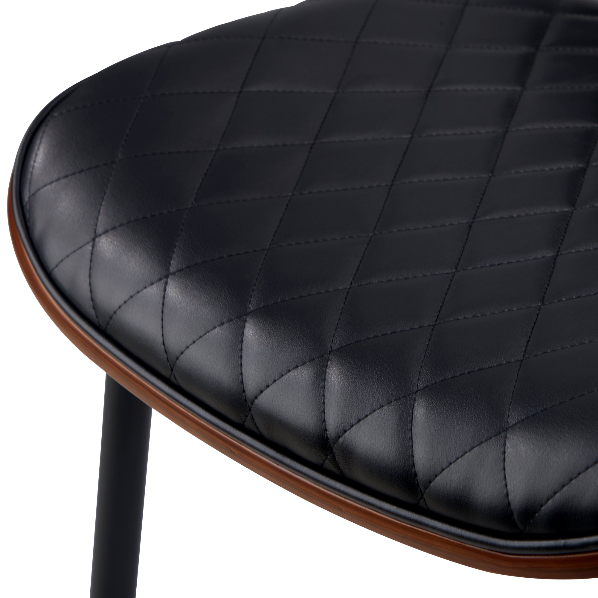 Oikiture 2x Dining Chairs Retro Faux Leather Solid Beech Wood Metal Legs Black - Sunyee