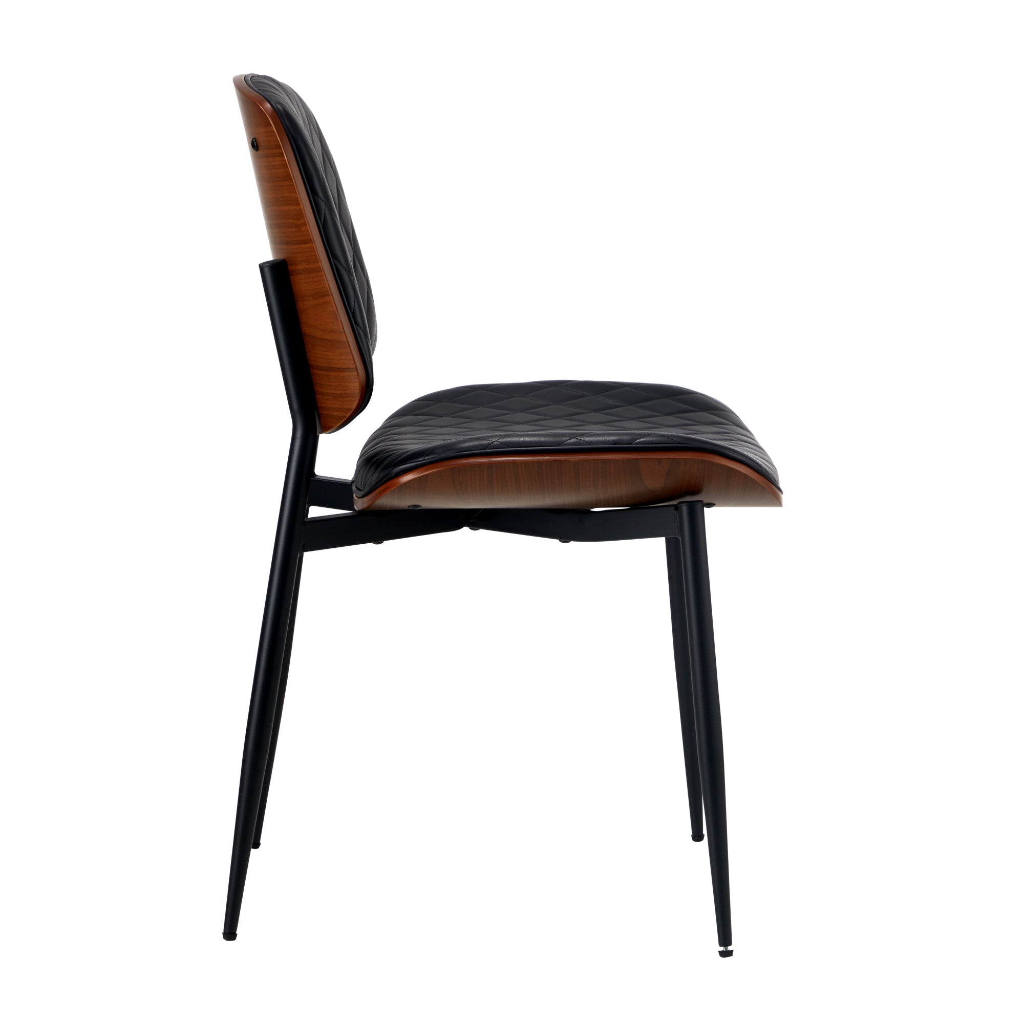 Oikiture 2x Dining Chairs Retro Faux Leather Solid Beech Wood Metal Legs Black - Sunyee