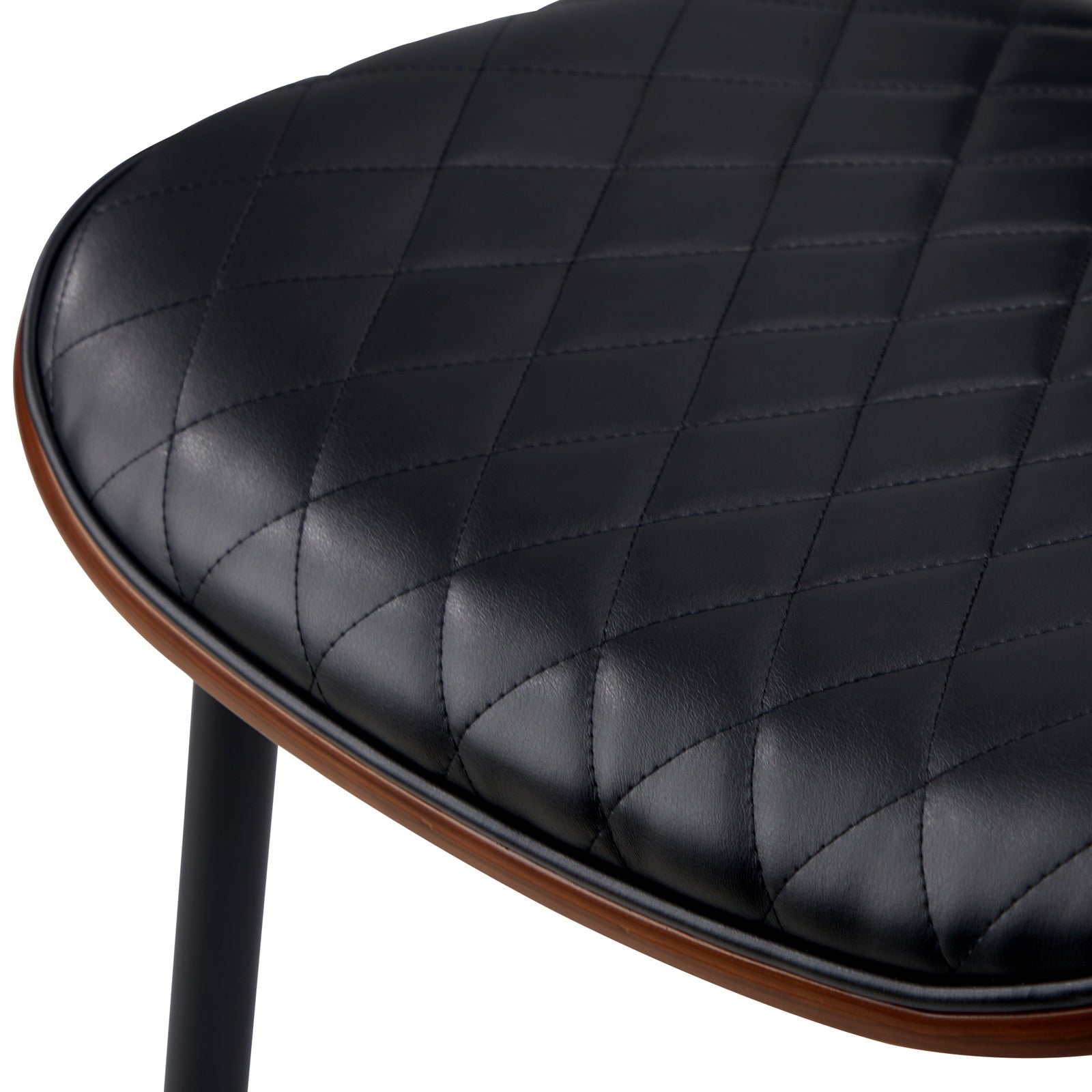 Oikiture 8x Dining Chairs Retro Faux Leather Solid Beech Wood Metal Legs Black - Sunyee