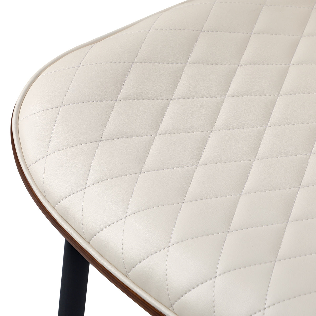 Oikiture 2x Dining Chairs Retro Faux Leather Solid Beech Wood Metal Legs White - Sunyee