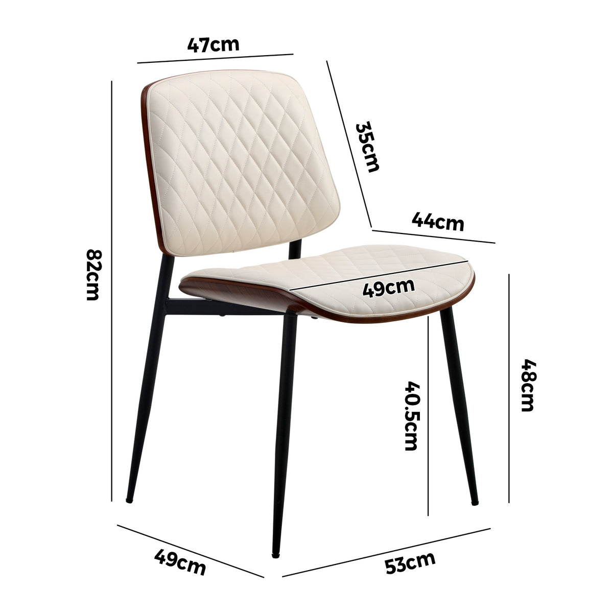 Oikiture 2x Dining Chairs Retro Faux Leather Solid Beech Wood Metal Legs White - Sunyee