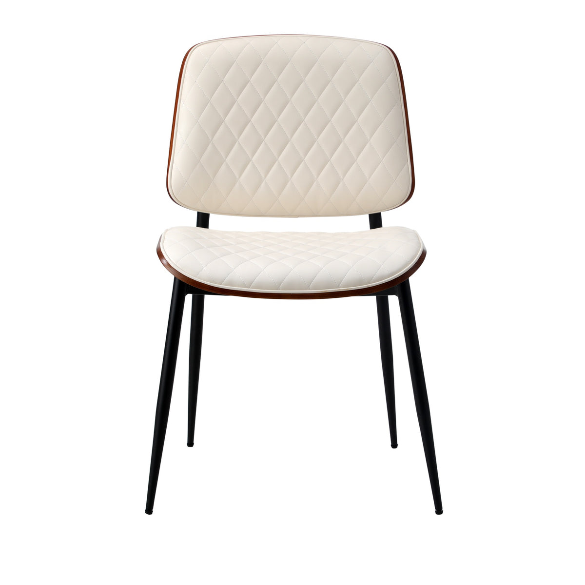 Oikiture 6x Dining Chairs Retro Faux Leather Solid Beech Wood Metal Legs White - Sunyee