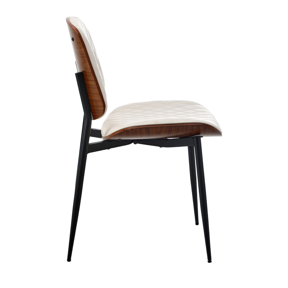 Oikiture 6x Dining Chairs Retro Faux Leather Solid Beech Wood Metal Legs White - Sunyee