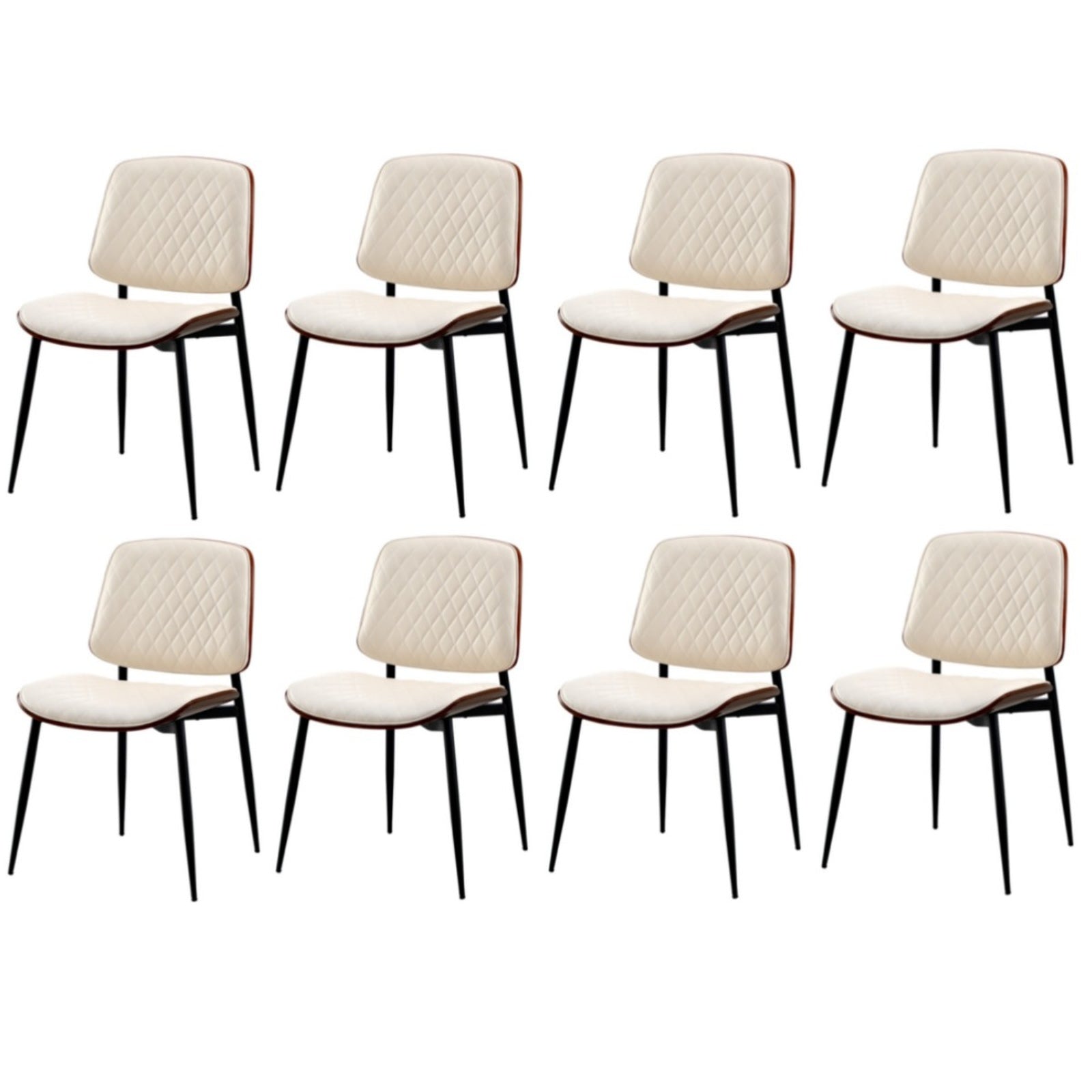 Oikiture 8x Dining Chairs Retro Faux Leather Solid Beech Wood Metal Legs White - Sunyee