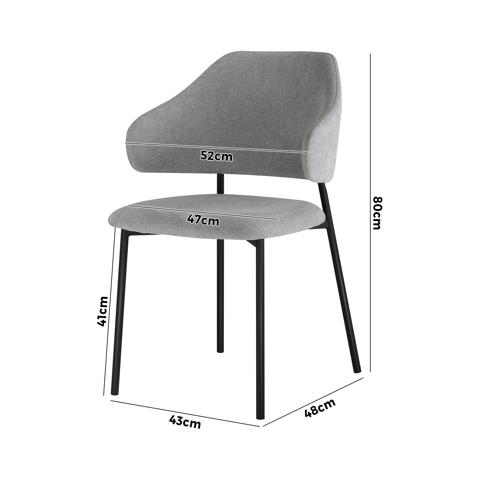 Oikiture 2x Armchair Dining Chair Accent Chairs Tub Armchairs Sherpa Grey&Black - Sunyee