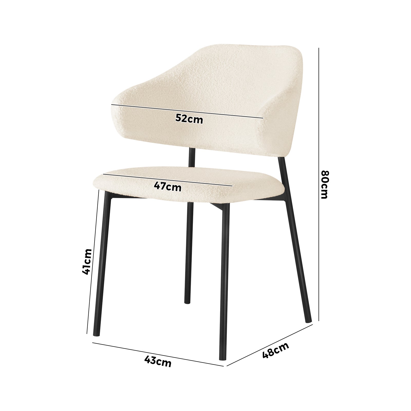 Oikiture 2x Armchair Dining Chair Accent Chairs Tub Armchairs Sherpa White&Black - Sunyee