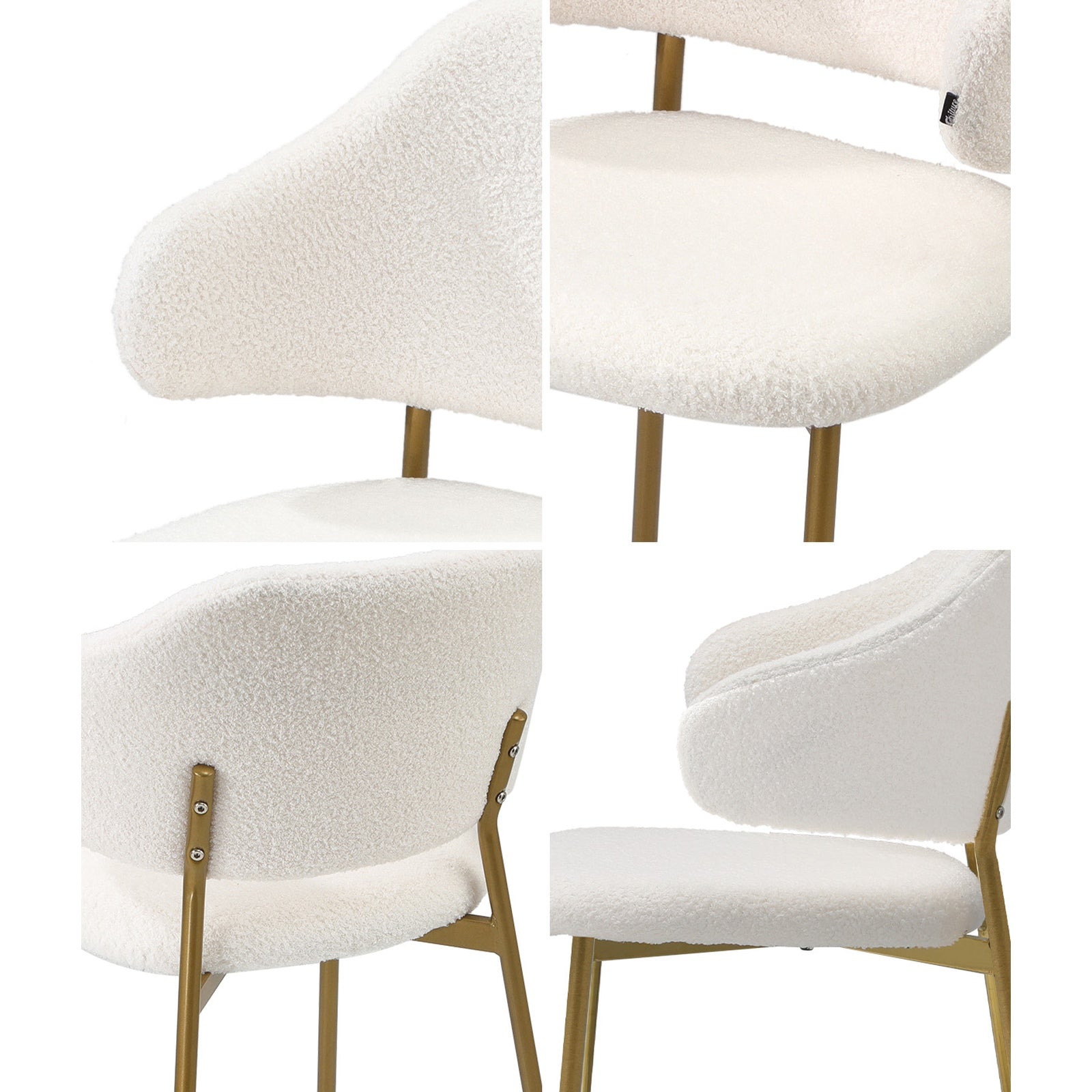 Oikiture 2x Dining Chair Accent Chairs Armchair Tub Armchairs Sherpa Gold&White - Sunyee