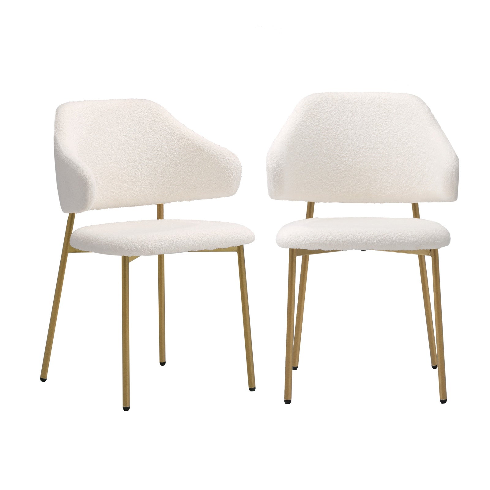 Oikiture 2x Dining Chair Accent Chairs Armchair Tub Armchairs Sherpa Gold&White - Sunyee