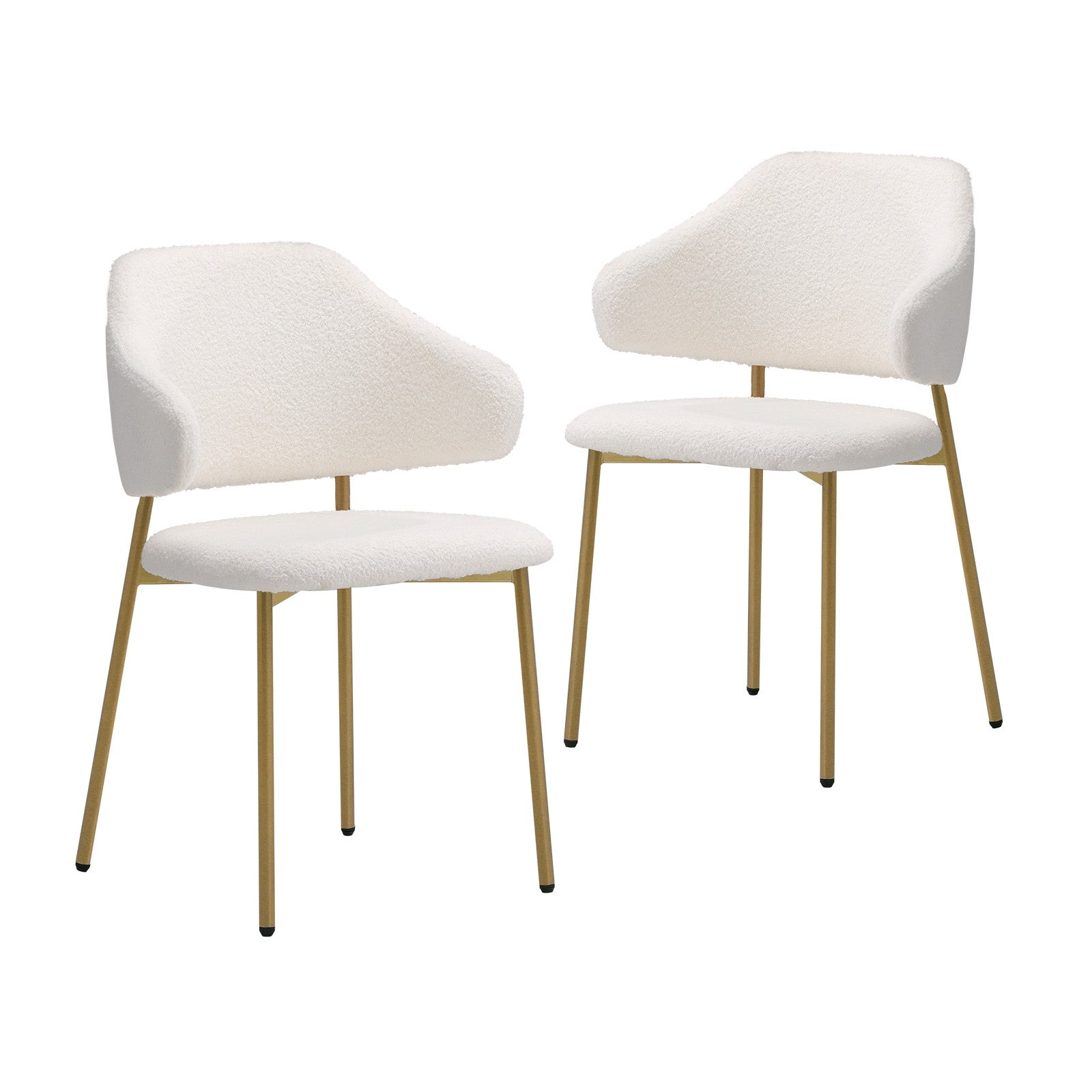 Oikiture 2x Dining Chair Accent Chairs Armchair Tub Armchairs Sherpa Gold&White - Sunyee