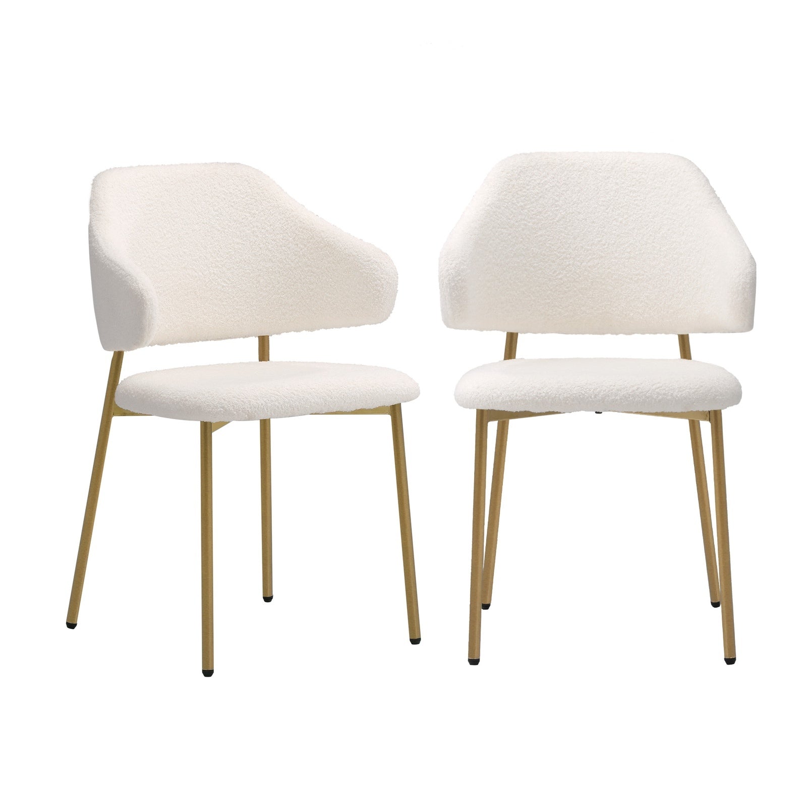 Oikiture 4x Dining Chair Accent Chairs Armchair Tub Armchairs Sherpa Gold&White - Sunyee