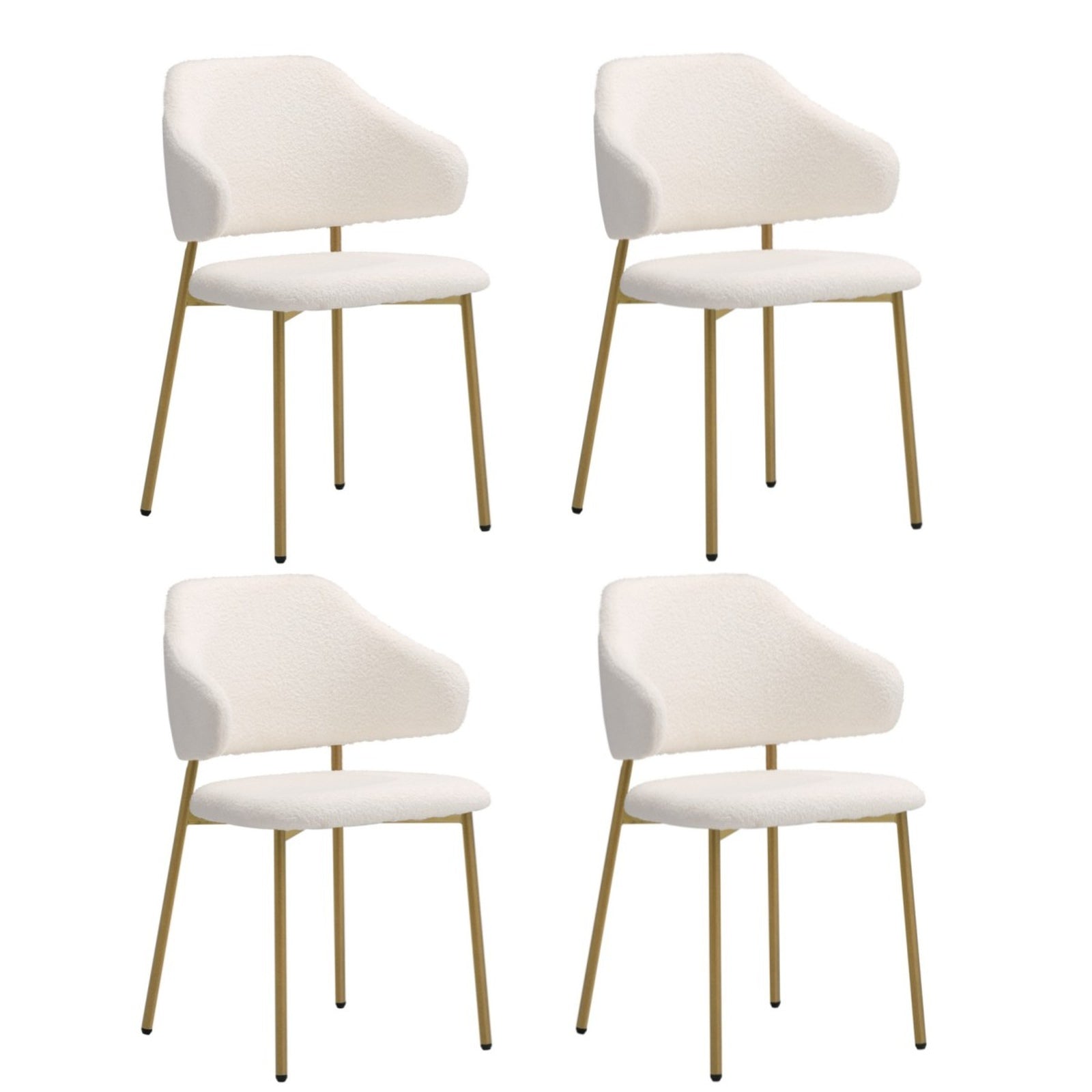 Oikiture 4x Dining Chair Accent Chairs Armchair Tub Armchairs Sherpa Gold&White - Sunyee