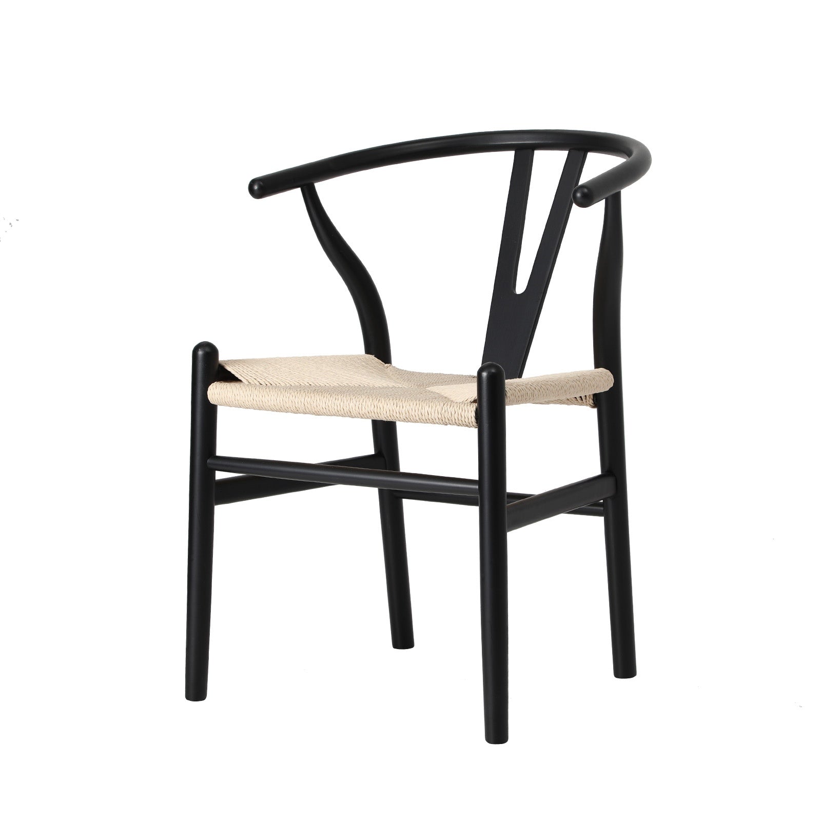 Oikiture Dining Chair Wooden Hans Wegner Chair Wishbone Cafe Lounge Seat Black - Sunyee