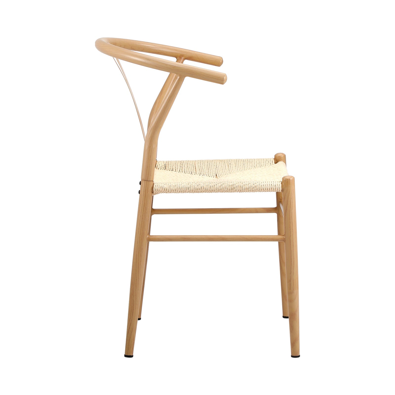Oikiture 2x Dining Chair Metal Hans Wegner Chair Wishbone Cafe Lounge Beige - Sunyee
