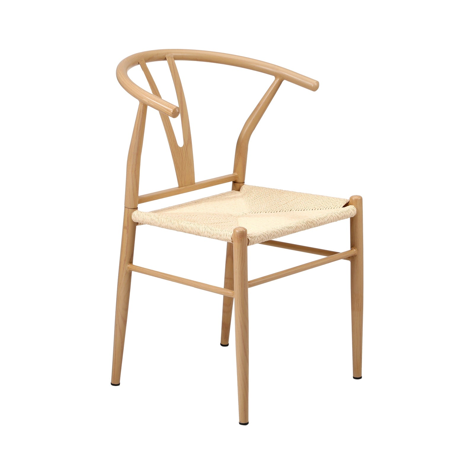 Oikiture 4x Dining Chair Metal Hans Wegner Chair Wishbone Cafe Lounge Beige - Sunyee