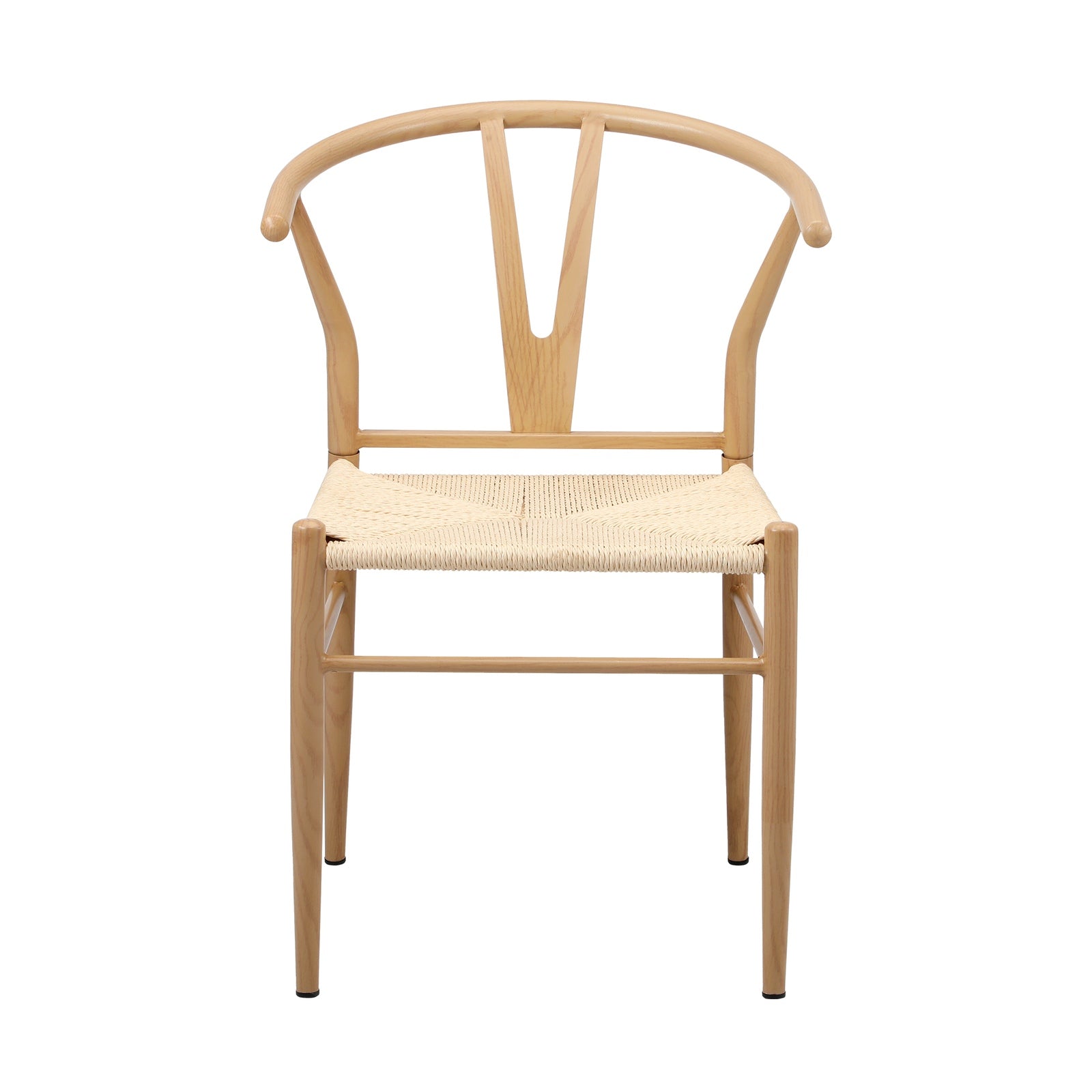 Oikiture 4x Dining Chair Metal Hans Wegner Chair Wishbone Cafe Lounge Beige - Sunyee
