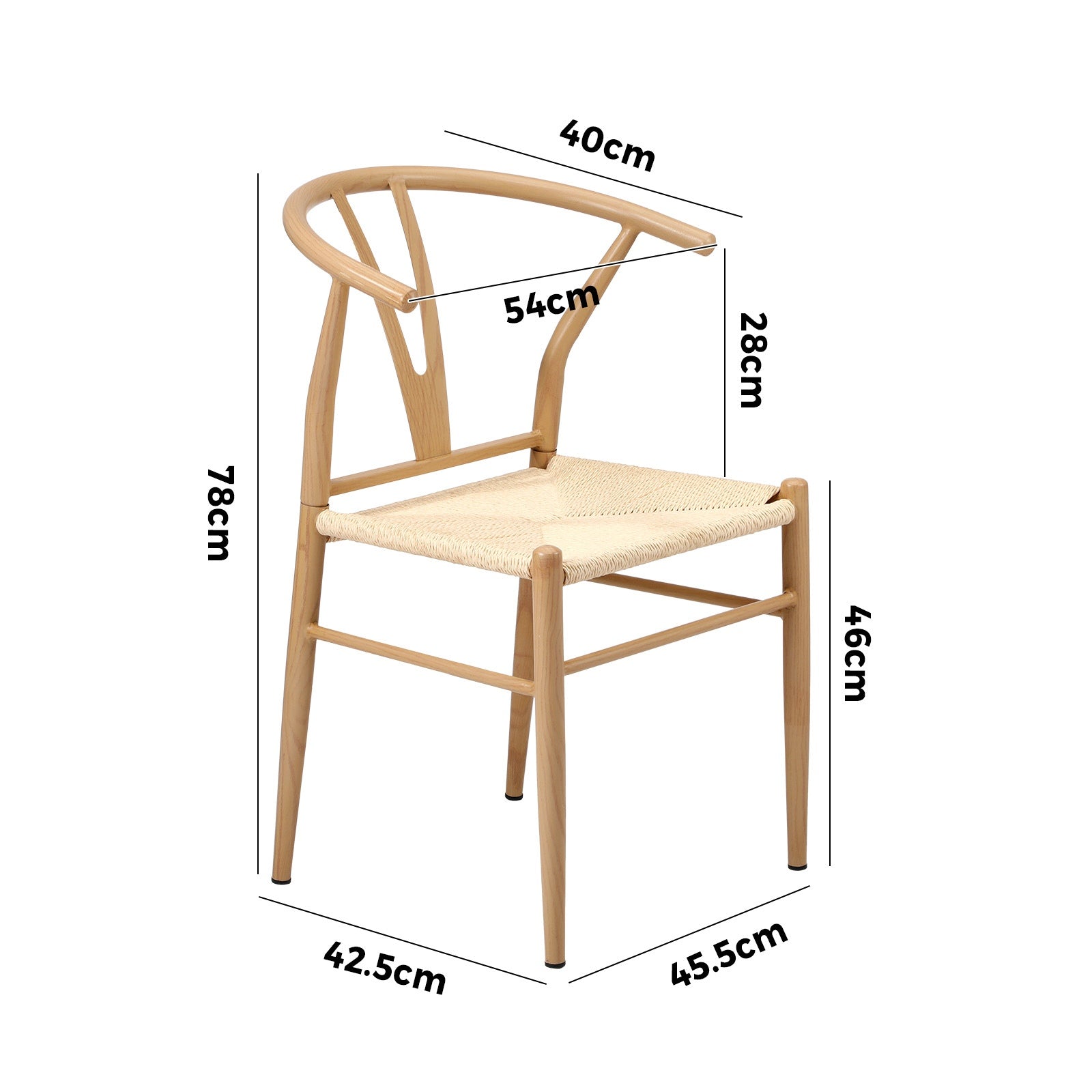 Oikiture 4x Dining Chair Metal Hans Wegner Chair Wishbone Cafe Lounge Beige - Sunyee