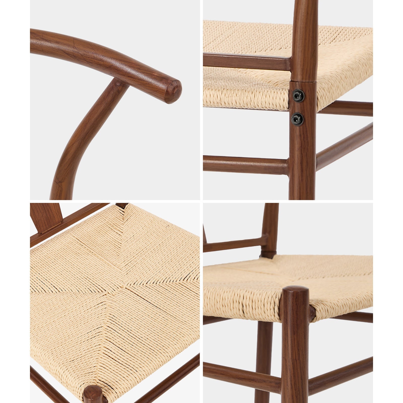 Oikiture 2x Dining Chair Metal Hans Wegner Chair Wishbone Cafe Lounge Walnut