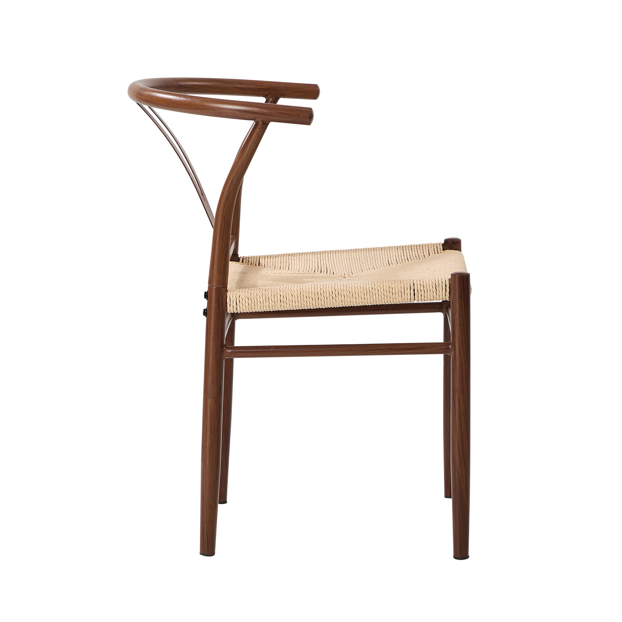 Oikiture 4x Dining Chair Metal Hans Wegner Chair Wishbone Cafe Lounge Walnut