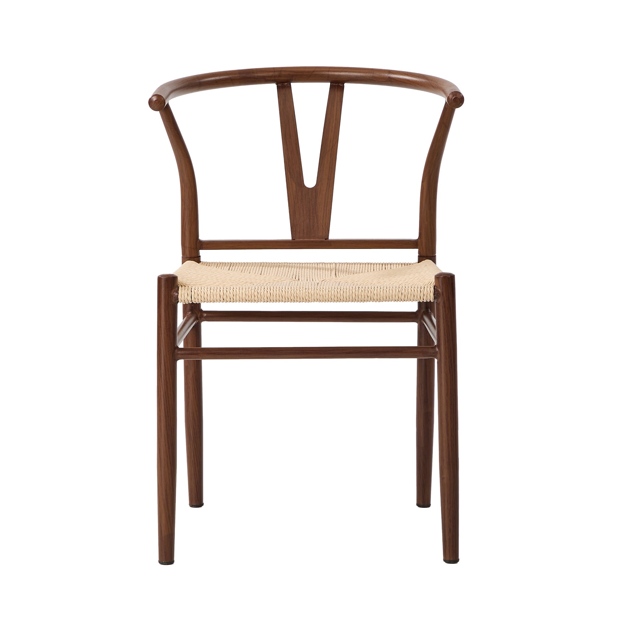 Oikiture 6x Dining Chair Metal Hans Wegner Chair Wishbone Cafe Lounge Walnut