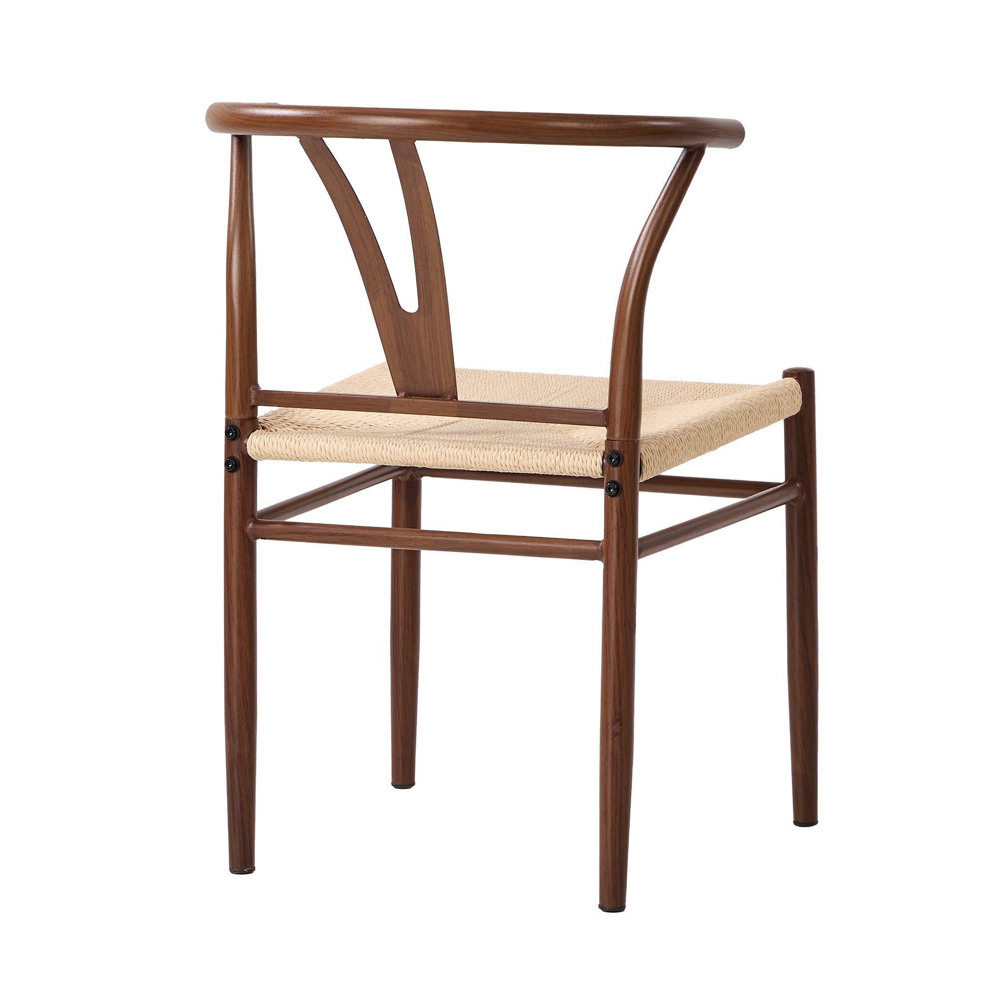 Oikiture 6x Dining Chair Metal Hans Wegner Chair Wishbone Cafe Lounge Walnut
