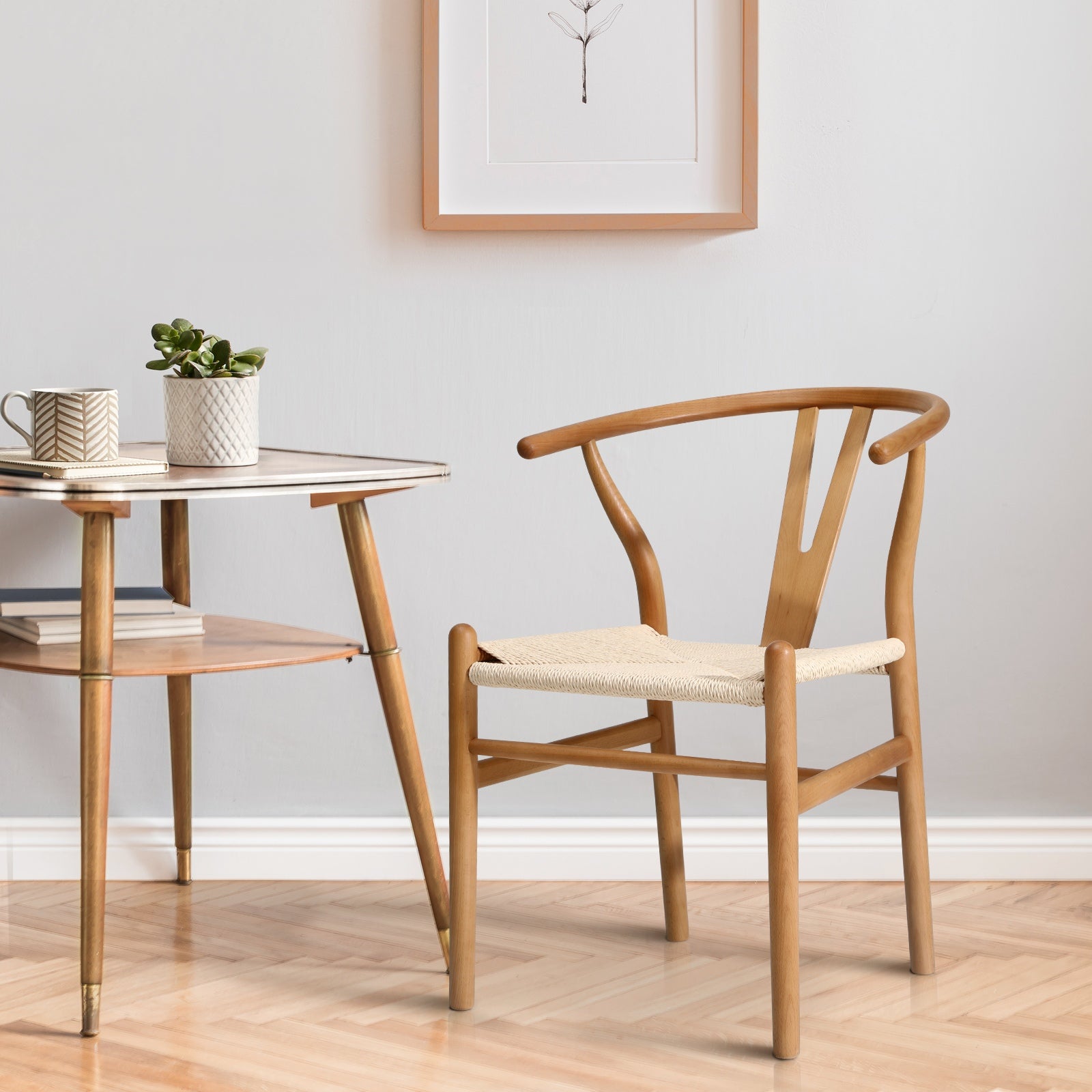 Oikiture Dining Chair Wooden Hans Wegner Chair Wishbone Chair Cafe Lounge Seat - Sunyee