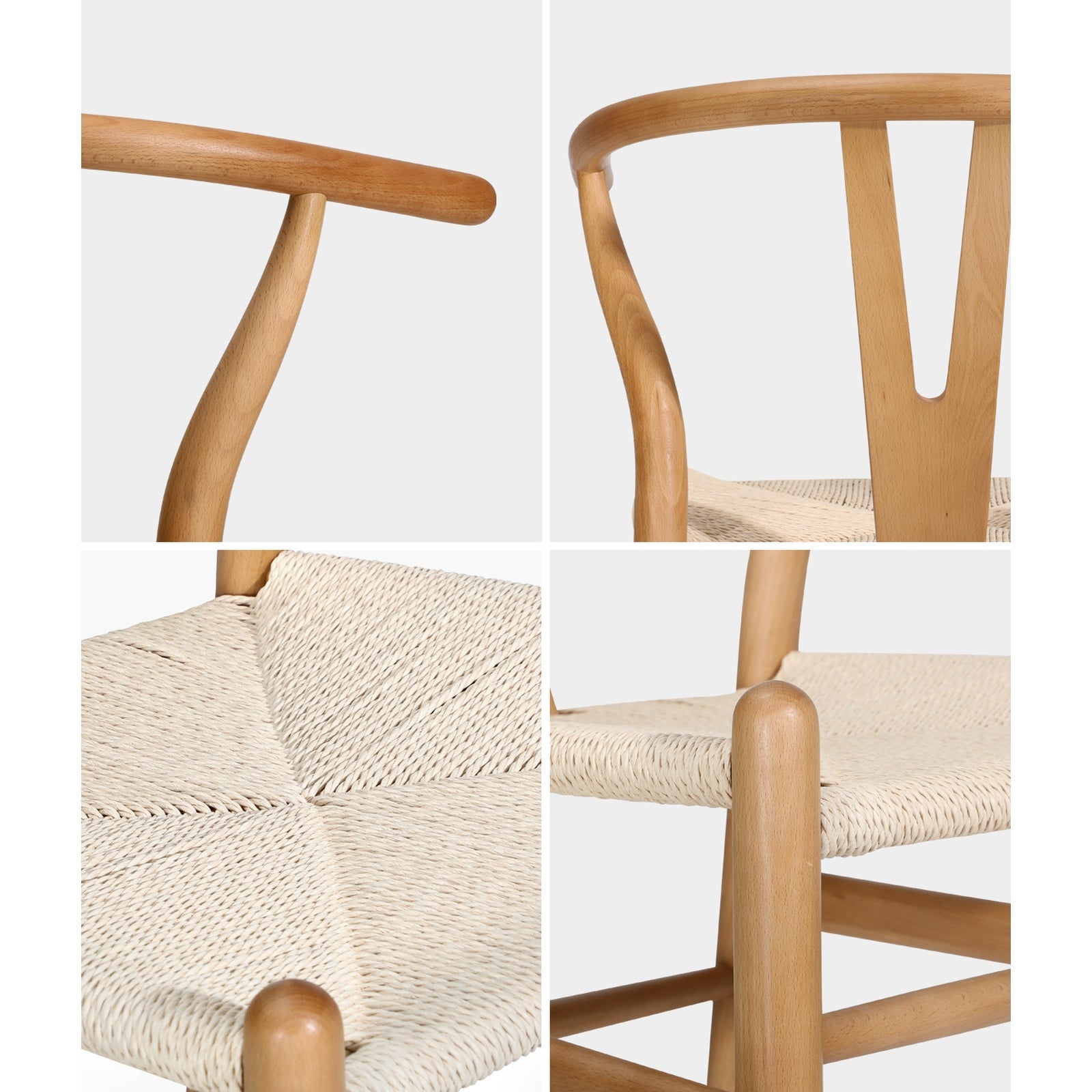 Oikiture Dining Chair Wooden Hans Wegner Chair Wishbone Chair Cafe Lounge Seat - Sunyee