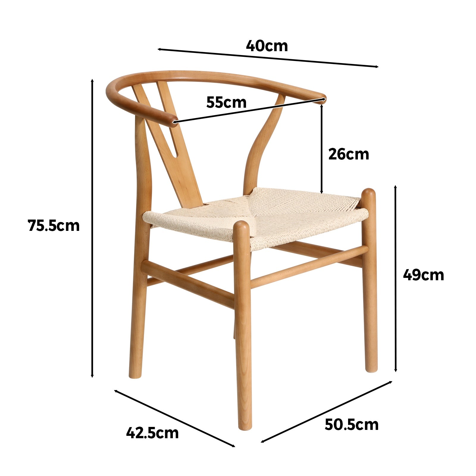 Oikiture Dining Chair Wooden Hans Wegner Chair Wishbone Chair Cafe Lounge Seat - Sunyee