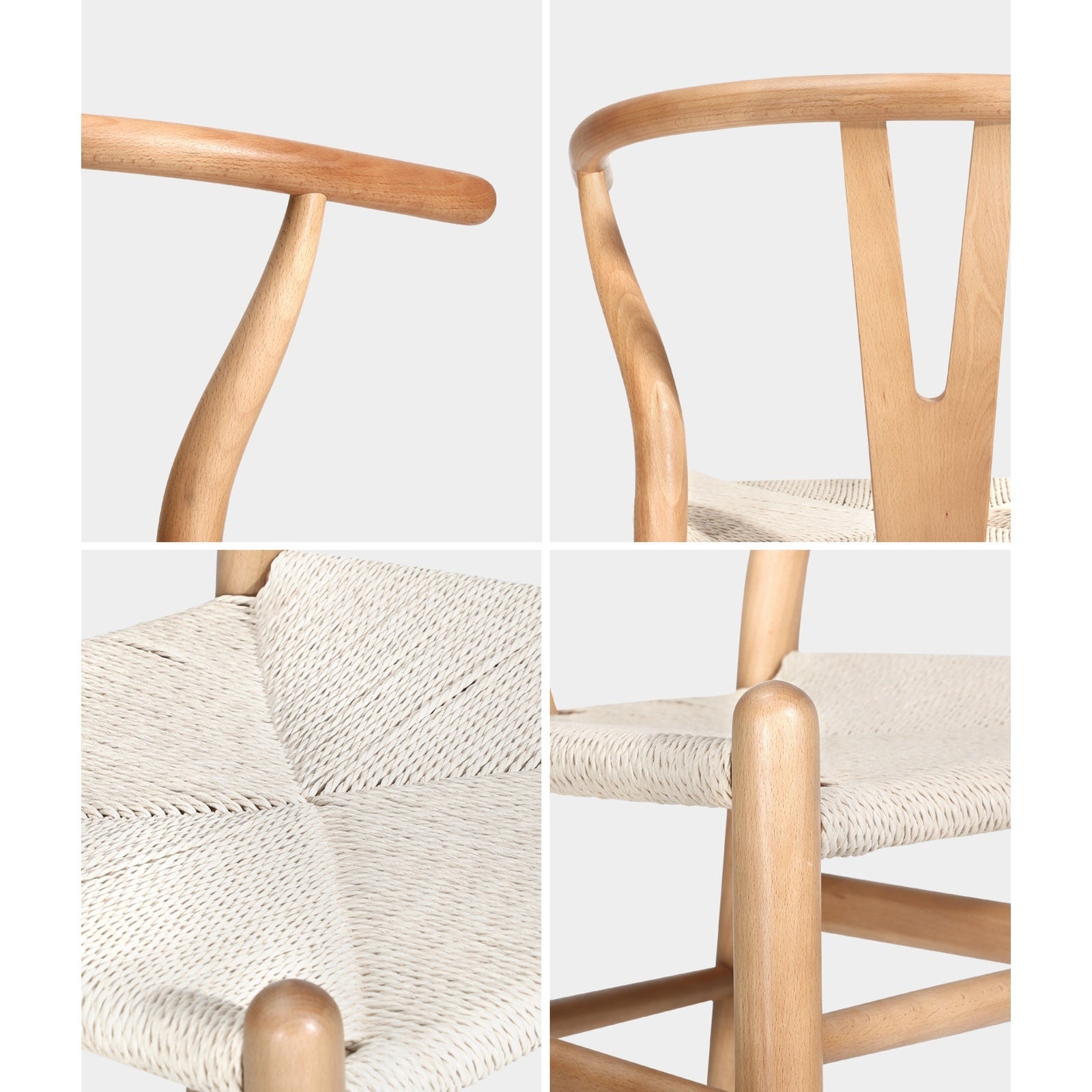 Oikiture 8x Dining Chair Wooden Hans Wegner Chair Wishbone Cafe Lounge Seat - Sunyee