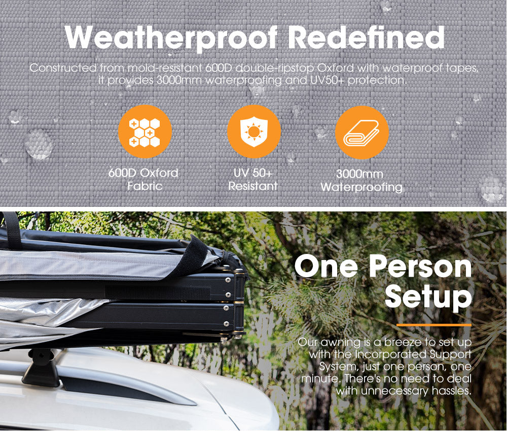 San Hima 270 Degree Free-Standing Awning 600D Double-Ripstop Oxford UPF50+ 4X4 - Sunyee