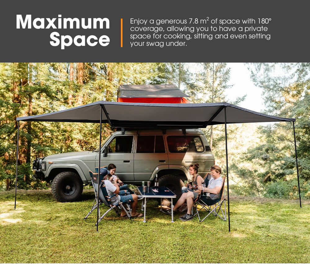 San Hima 180 Degree Free-Standing Awning With "L" Bracket 600D Double-Ripstop - Sunyee